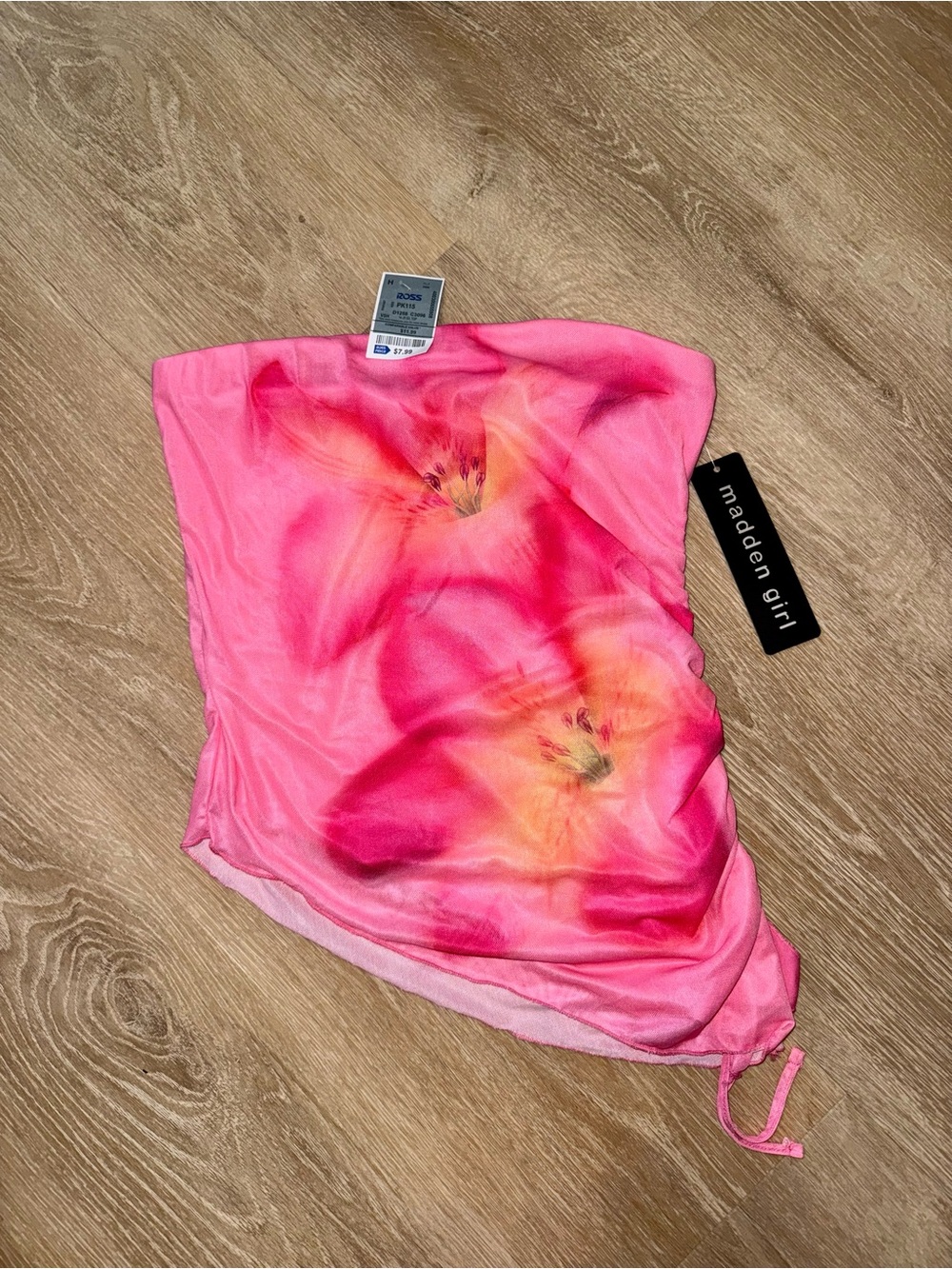 Madden Girl Pink Floral strapless Top
